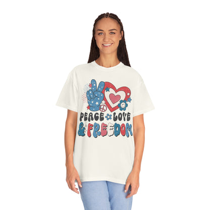 Retro 4th of July Peace, Love and Freedom Comfort Colors® shirt