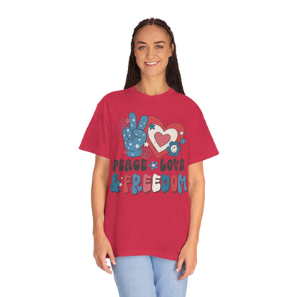 Retro 4th of July Peace, Love and Freedom Comfort Colors® shirt