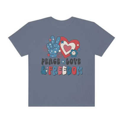 Retro 4th of July Peace, Love and Freedom Comfort Colors® shirt