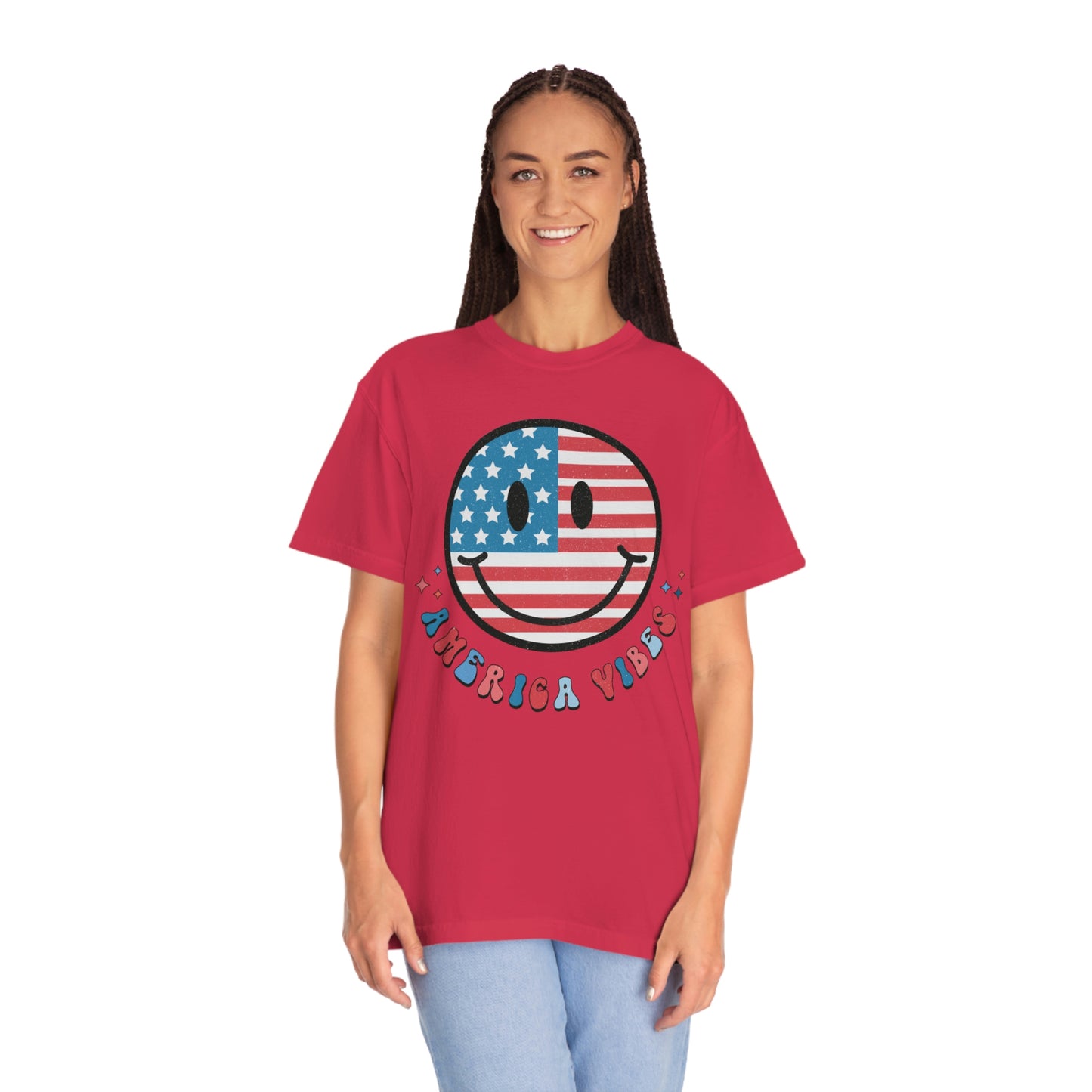 Retro American Vibes Smiley Face Comfort Colors Shirt