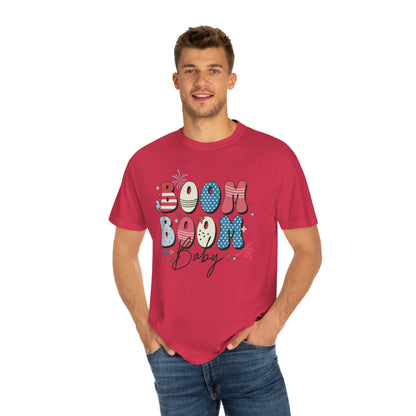 Retro Boom Boom Baby Patriotic  Comfort Colors Shirt