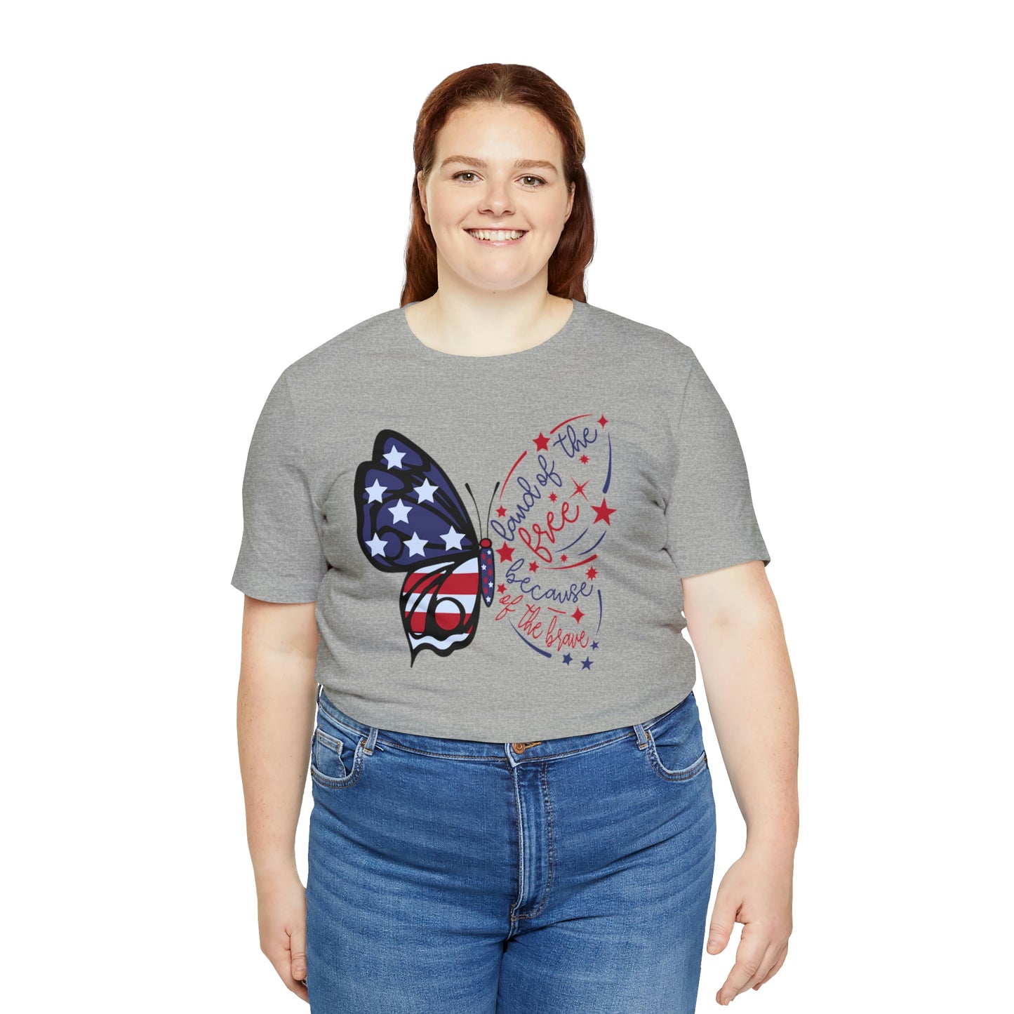 Land of the Free Because of the Brave Butterfly Shirt