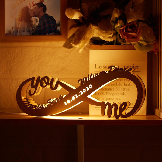 Custom Engraved Night Light Infinity Name Wood Night Lamp