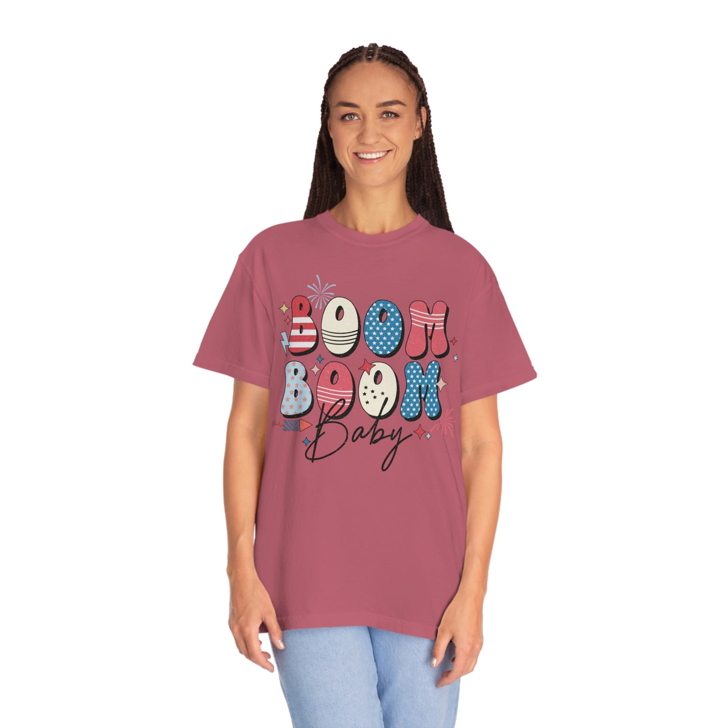 Retro Boom Boom Baby Patriotic  Comfort Colors Shirt