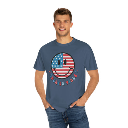 Retro American Vibes Smiley Face Comfort Colors Shirt