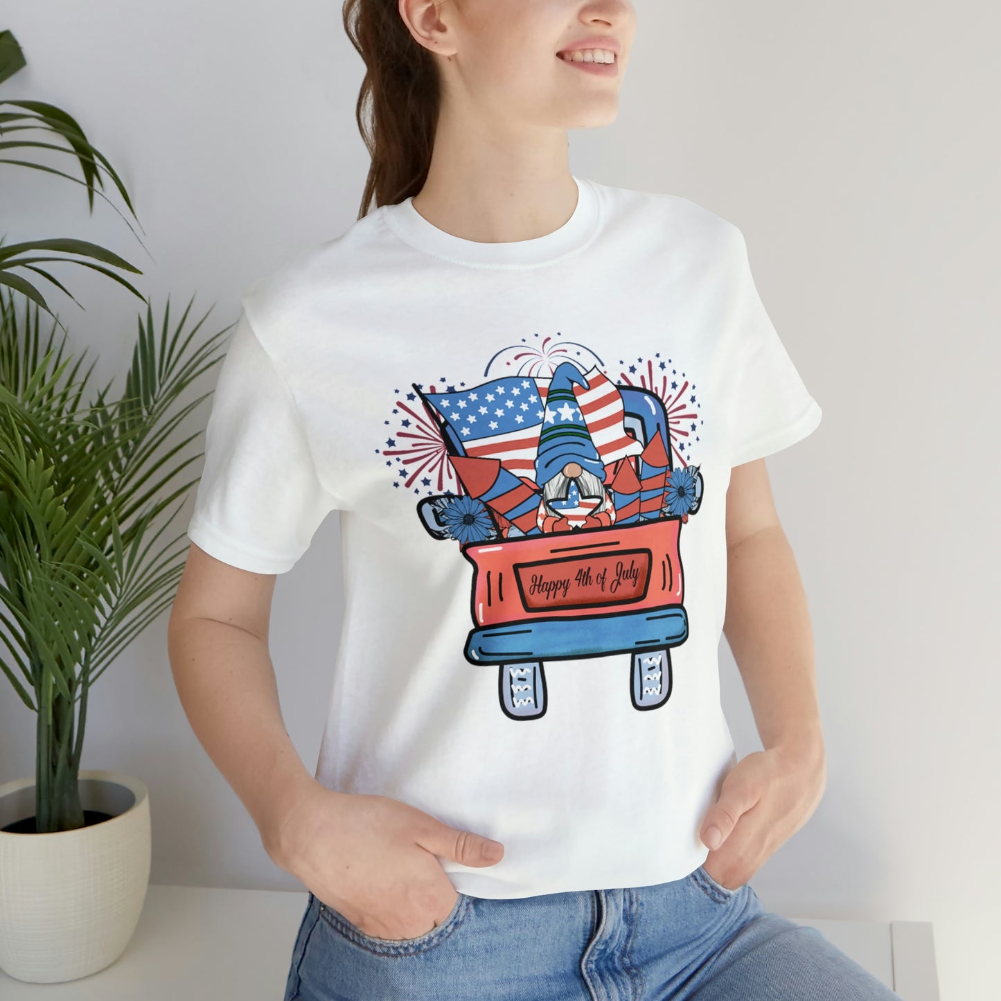 4th of July Gnome in Red Truck Shirt