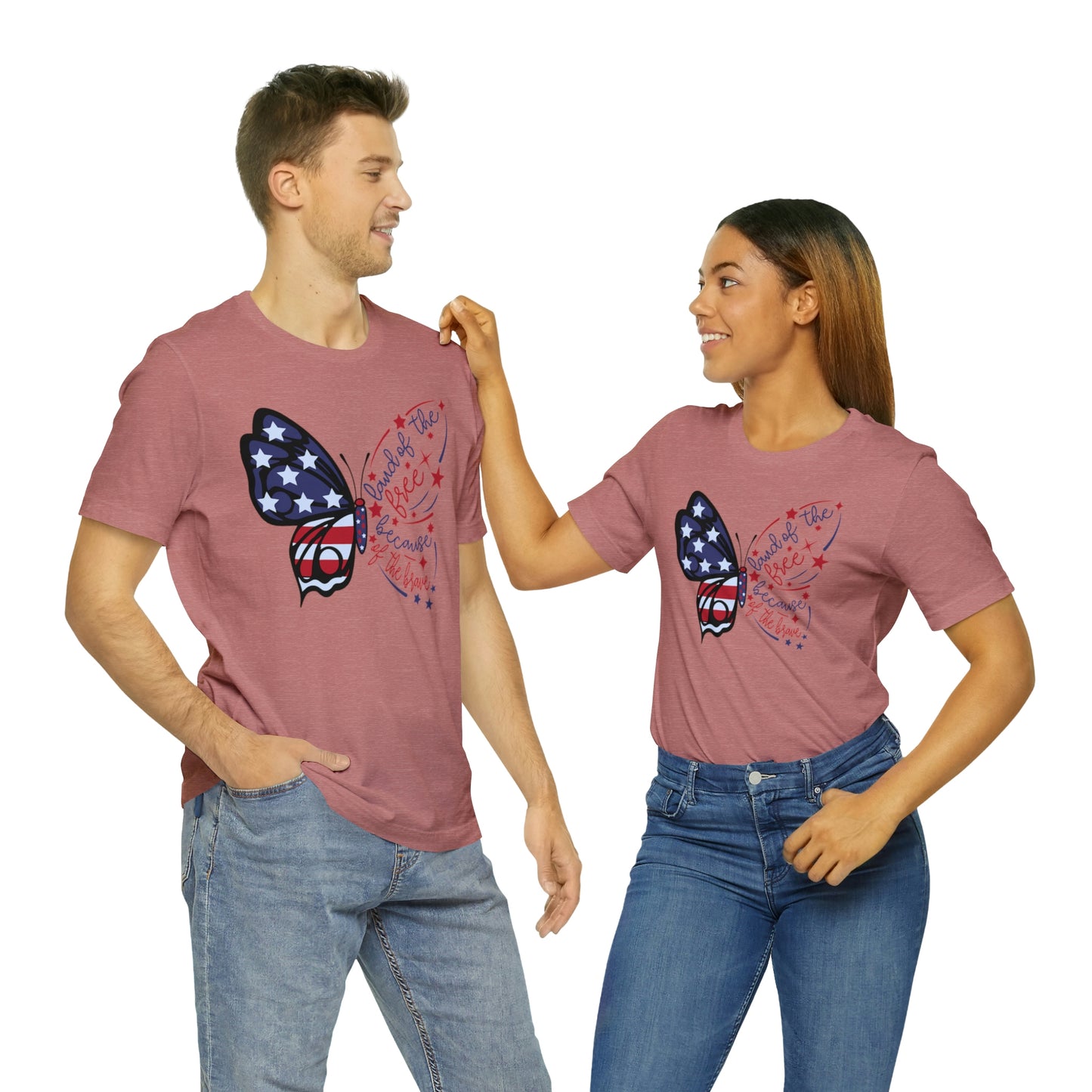 Land of the Free Because of the Brave Butterfly Shirt