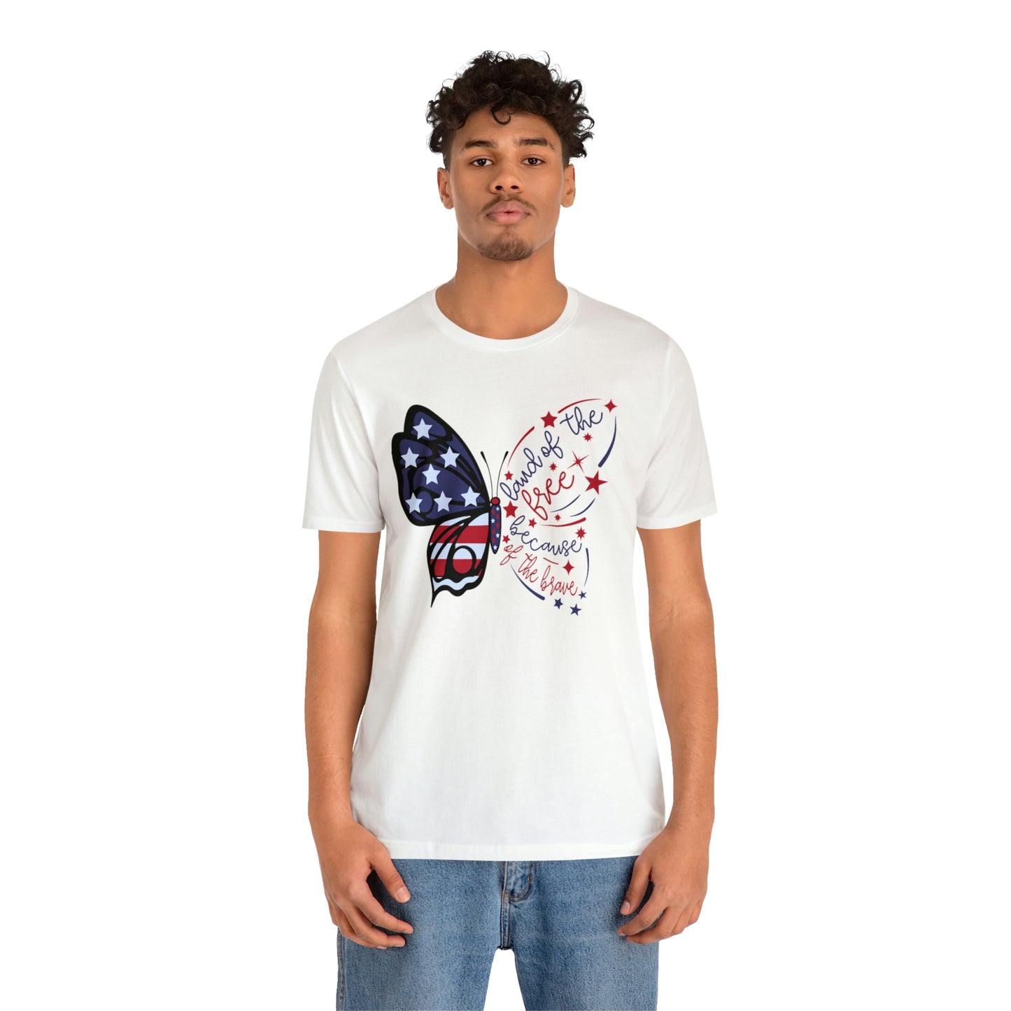 Land of the Free Because of the Brave Butterfly Shirt