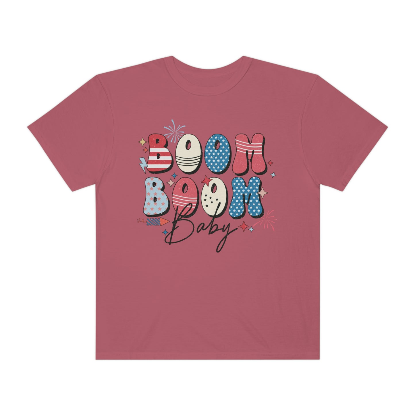 Retro Boom Boom Baby Patriotic  Comfort Colors Shirt