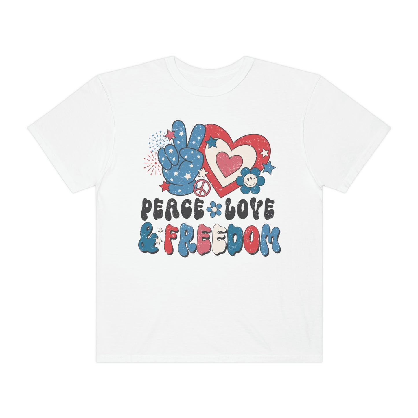 Retro 4th of July Peace, Love and Freedom Comfort Colors® shirt