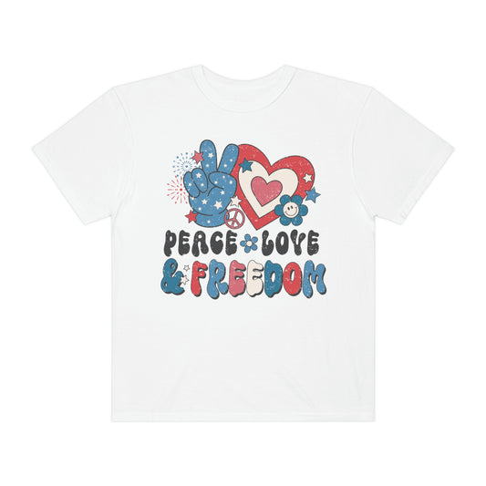 Retro 4th of July Peace, Love and Freedom Comfort Colors® shirt