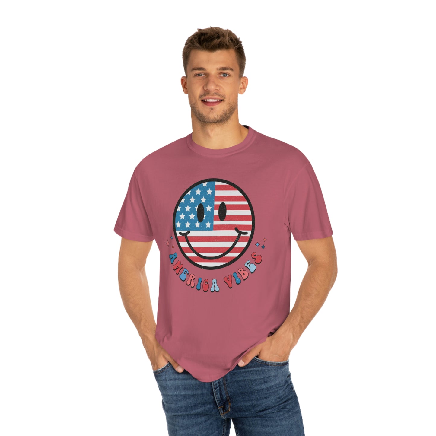 Retro American Vibes Smiley Face Comfort Colors Shirt