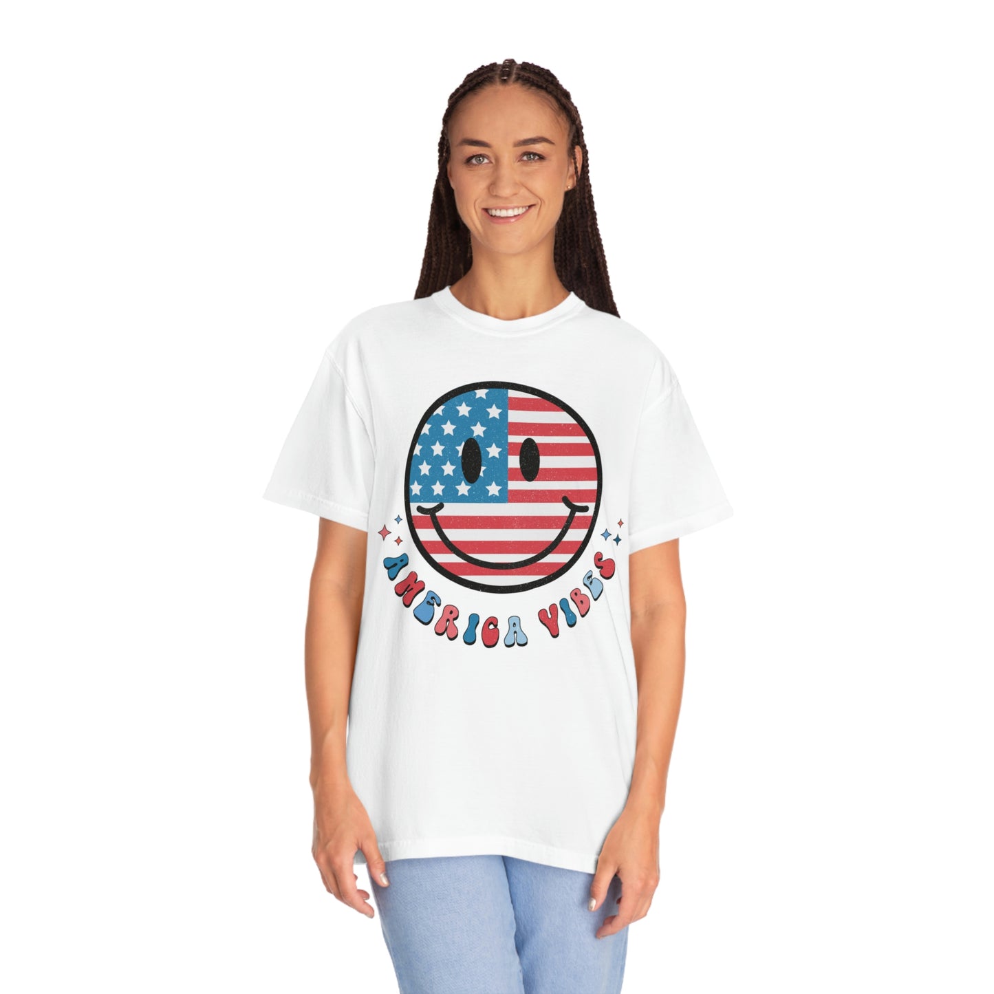 Retro American Vibes Smiley Face Comfort Colors Shirt