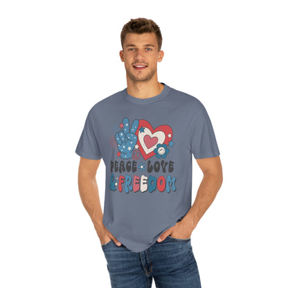 Retro 4th of July Peace, Love and Freedom Comfort Colors® shirt