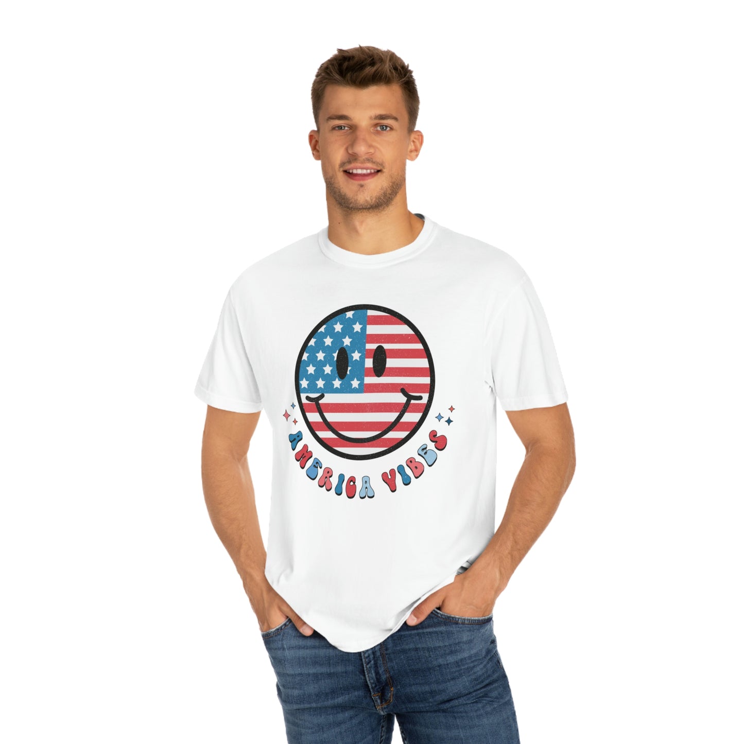 Retro American Vibes Smiley Face Comfort Colors Shirt