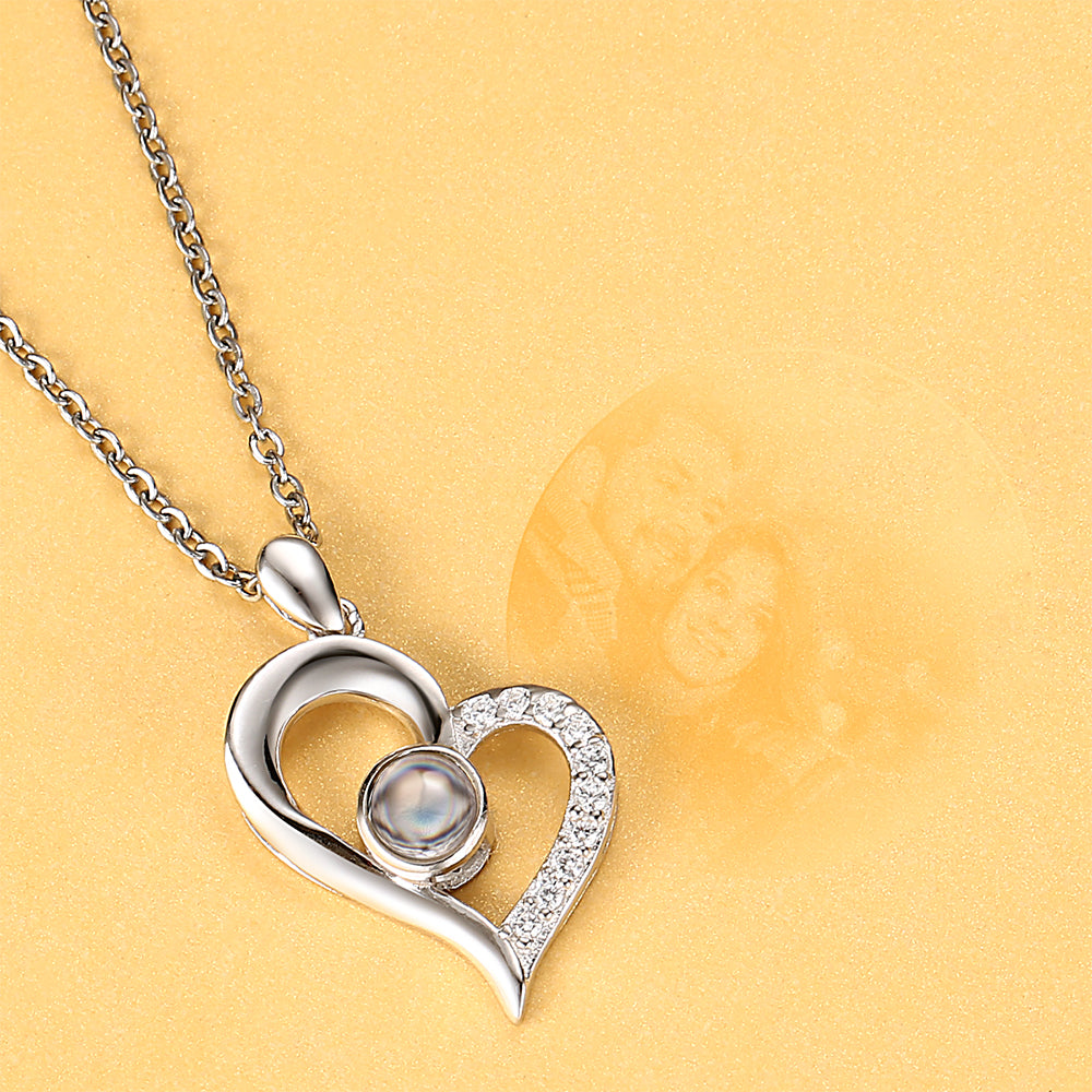 Personalized Heart Pendant Photo Projection Necklace