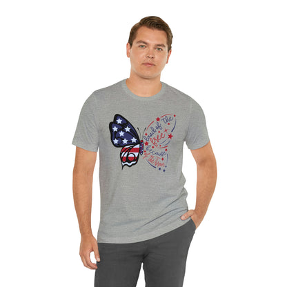 Land of the Free Because of the Brave Butterfly Shirt