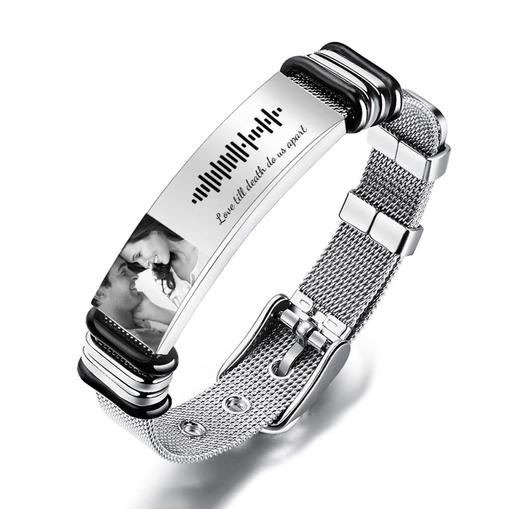 Personalized Scannable Music Code Mens Bracelet